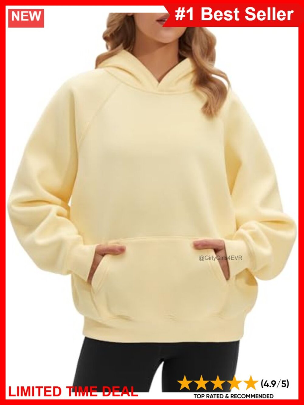 Oversized Fleece Hoodie Long Sleeve Kangaroo Pocket Sweatshirt